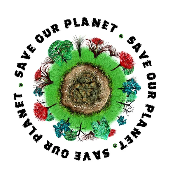 Icône Planète Terre avec slogan — Photo