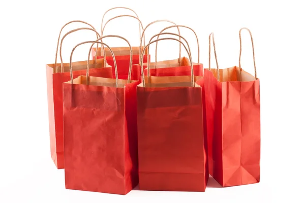 Piros bevásárló táskák — Stock Fotó