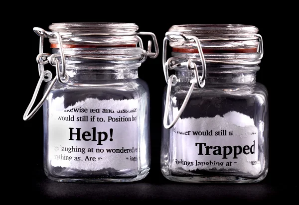 Trapped concept jars — Stock Photo, Image