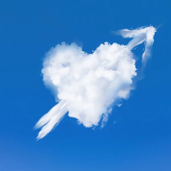 Corazón Amor Gráfico Nube Blanca Real Con Flecha Sobre Fondo — Foto de Stock