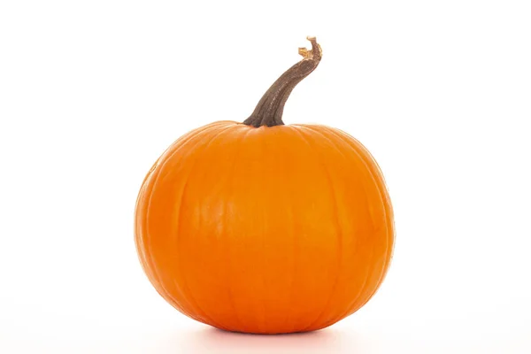 Citrouille Orange Halloween Entière Non Coupée Isolée Sur Fond Blanc — Photo