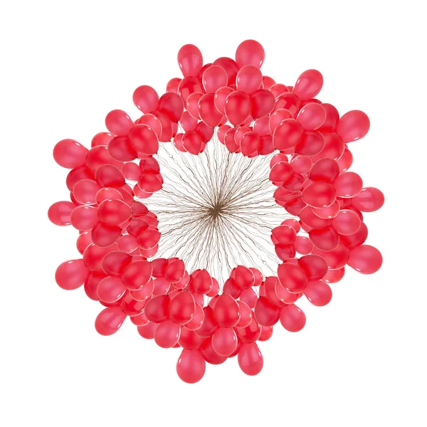 Ring Red Balloons Strings Isolated White Background — Foto de Stock