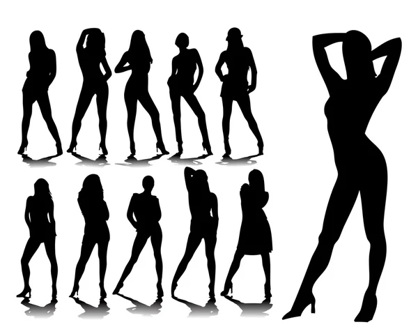 Sexy vrouw silhouetten — Stockvector