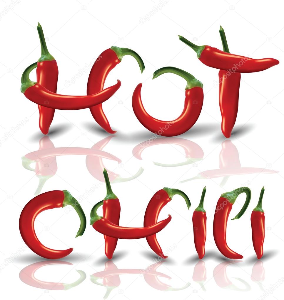 Hot red Chilies with reflection