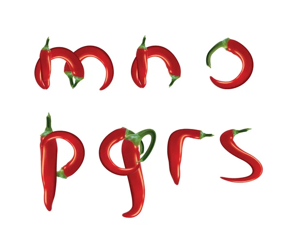 Alfabeto, pimentas vermelhas de pimenta quente . —  Vetores de Stock