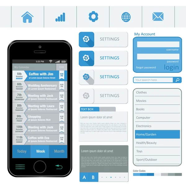 Prvky rozhraní pomocí plochý design — Stockový vektor