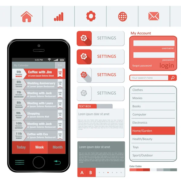 Елементи інтерфейсу з використанням плоского дизайну — стоковий вектор
