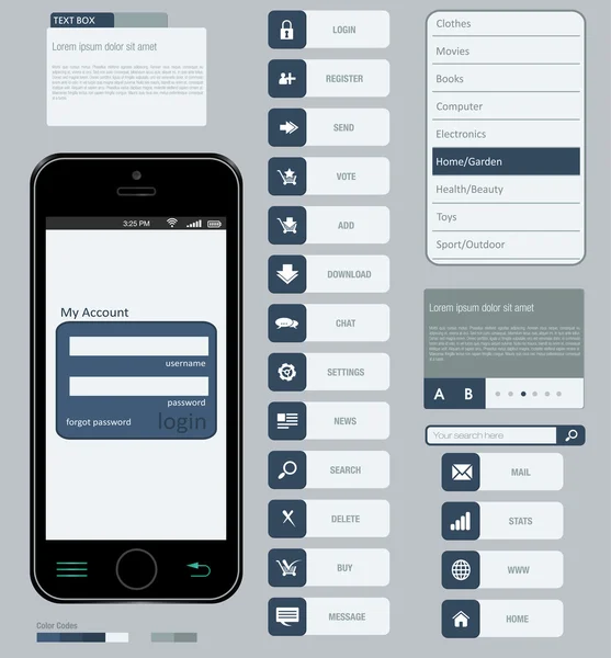 평면 디자인을 사용 하 여 인터페이스 요소 — 스톡 벡터