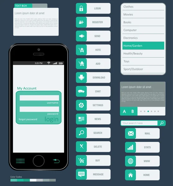 Éléments d'interface utilisant un design plat — Image vectorielle