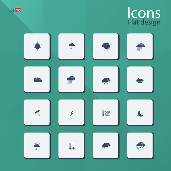 Flat icon set for Weather concepts Royalty Free Stock Vectors