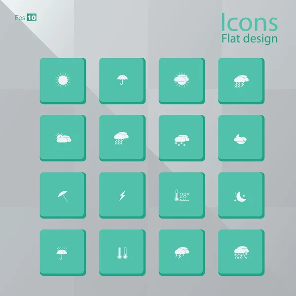 Flat icon set for Weather concepts Stock Vector