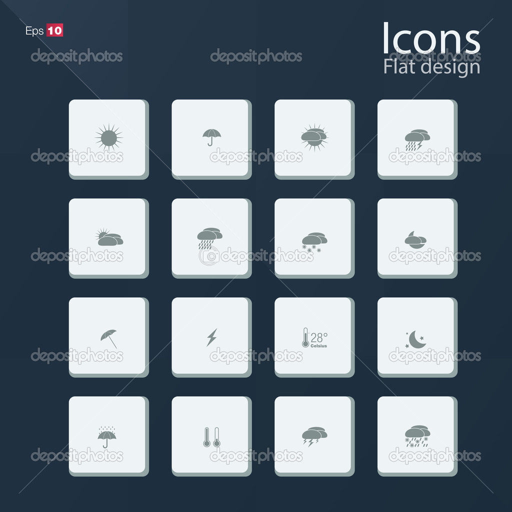 Flat icon set for Weather concepts