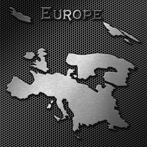 Eropa memetakan pada latar belakang logam — Stok Foto