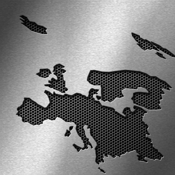金属背景上的欧洲地图 — 图库照片