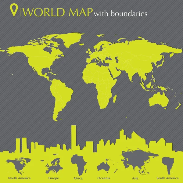 Mapa do mundo com países — Vetor de Stock