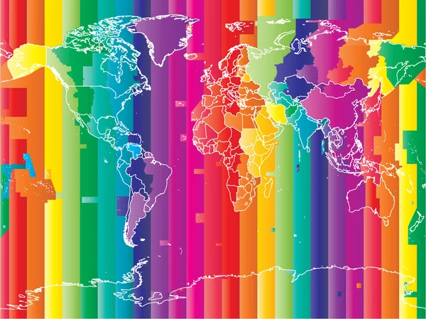국가와 컬러 시간대 세계 지도 — 스톡 벡터