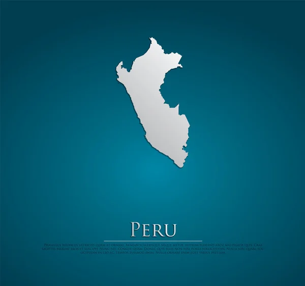 Vector Perú Mapa de papel tarjeta — Vector de stock