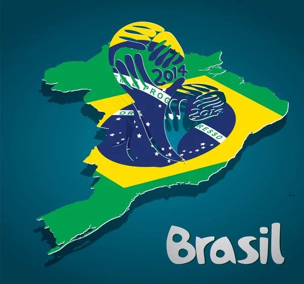 Brasil mapa tarjeta FIFA Copa del Mundo — Vector de stock