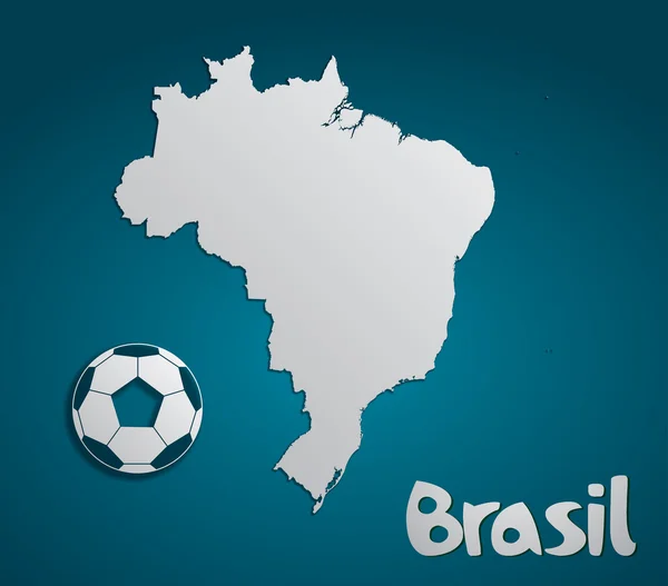 Mapa Brazílie kartu mistrovství světa ve fotbale — Stockový vektor