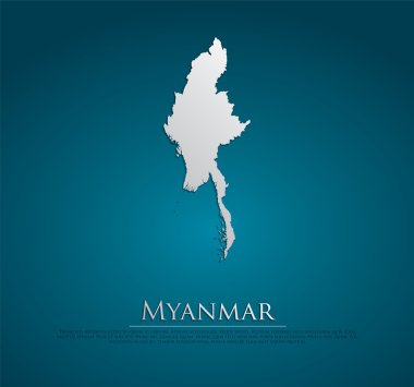Myanmar Haritası kart kağıt vektör