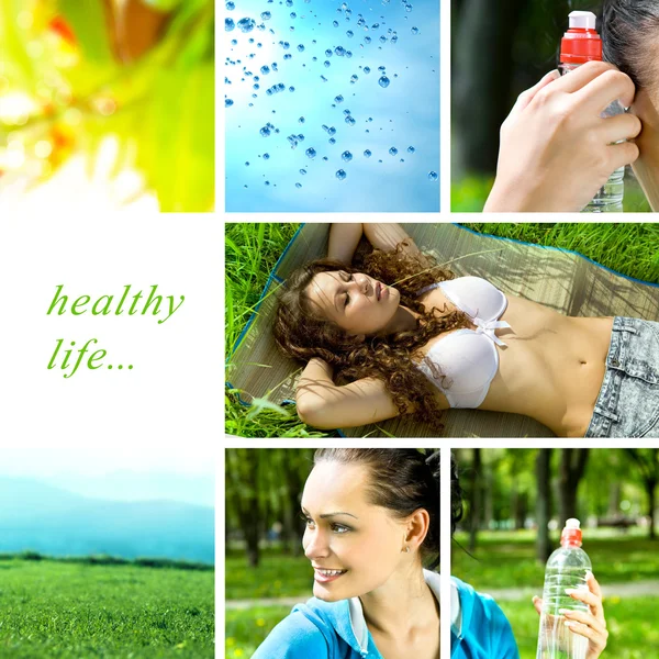 Vida sana collage — Foto de Stock