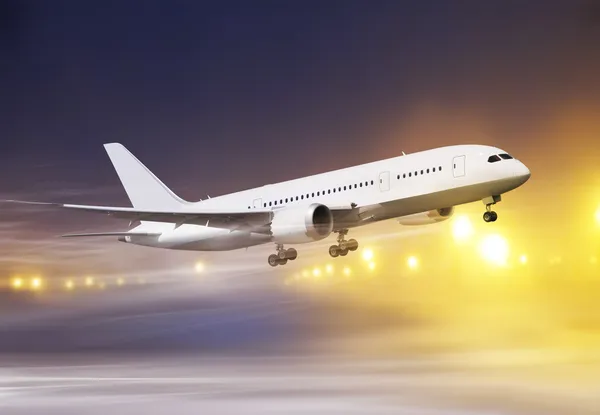 Avião na tempestade de neve — Fotografia de Stock