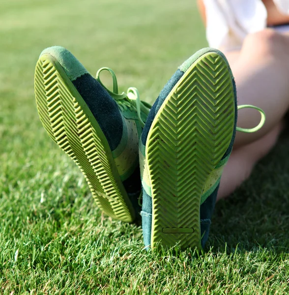 Grüne Sohle der Schuhe l — Stockfoto