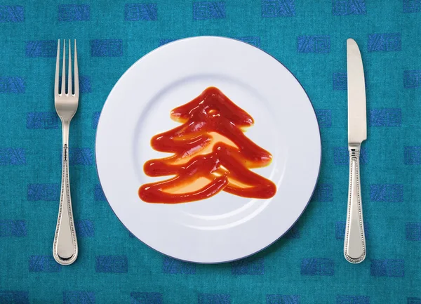 Tomato sauce looks like fir-tree — Stock Photo, Image