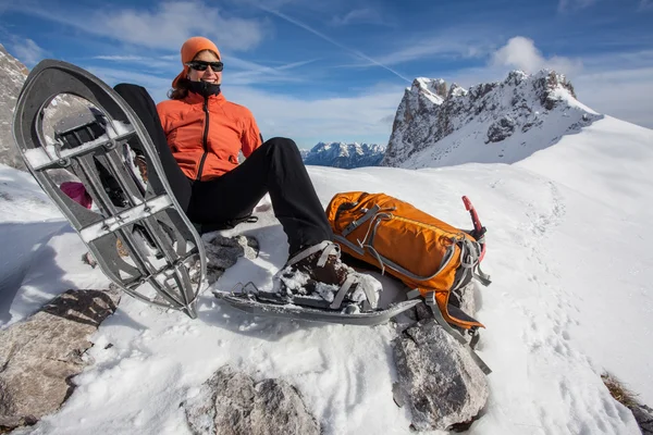 Gelukkig sneeuwschoenen — Stockfoto