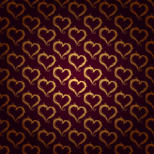 Golden hearts pattern — Stock Vector