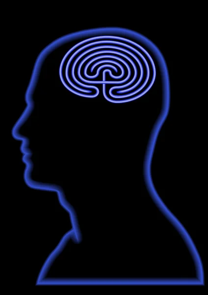 Confused - maze in head - confused brain — Stock Vector