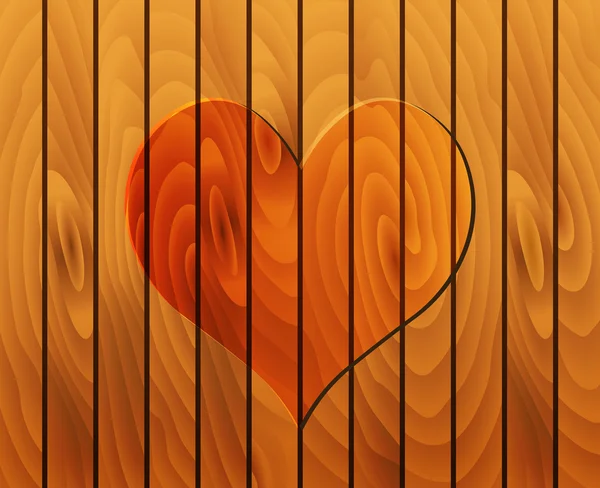 Vector hart op houten textuur — Stockvector