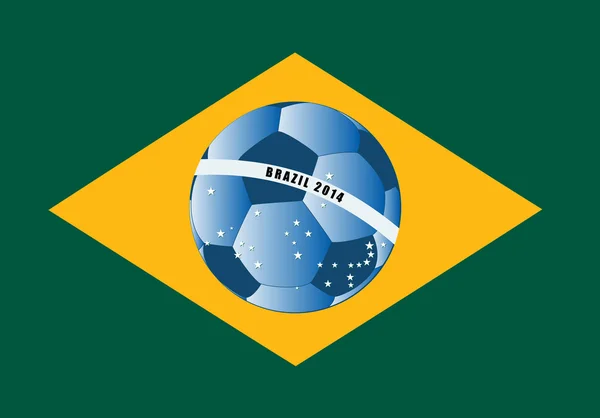 Vector Brazil flag with ball — Stock Vector