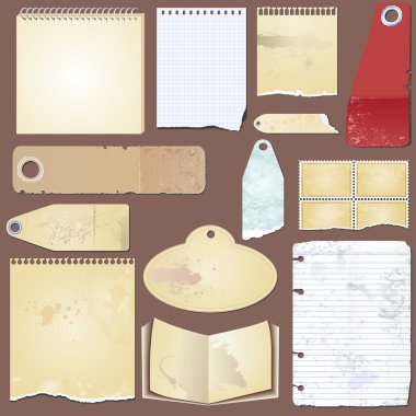 vektör kümesi: vintage etiket, kağıt, etiket