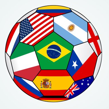 vektör futbol Brezilya 2014 çeşitli bayraklı-