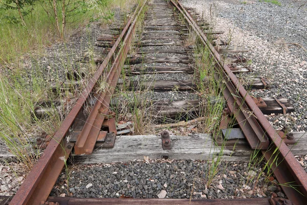 Τέλος Της Παλιάς Σιδηροδρομικής Γραμμής Τυφλή Τροχιά — Φωτογραφία Αρχείου