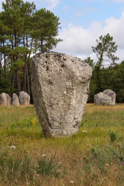 Menhirs Alignements Kerlescan Sor Álló Kövek Legnagyobb Megalitikus Hely Világon — Stock Fotó