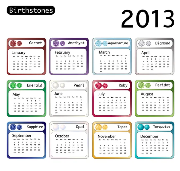 Birtstone kalender 2013 — Stockvector