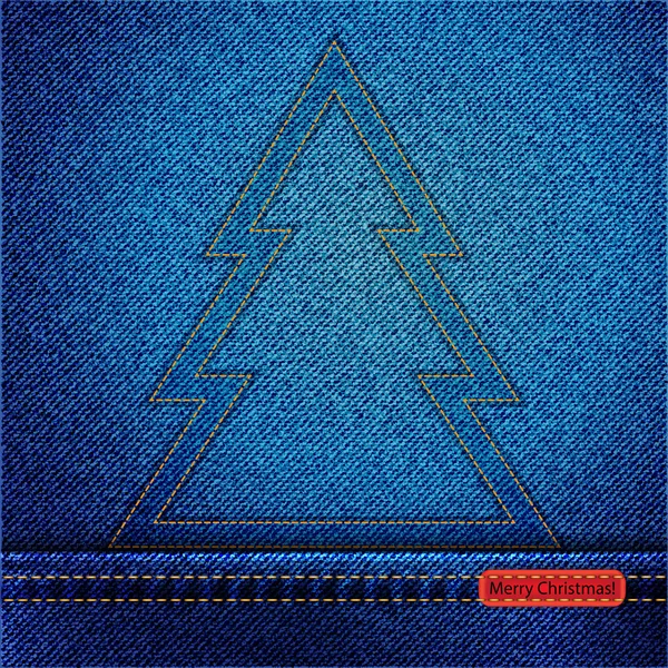 Denim arbre de Noël contour — Image vectorielle