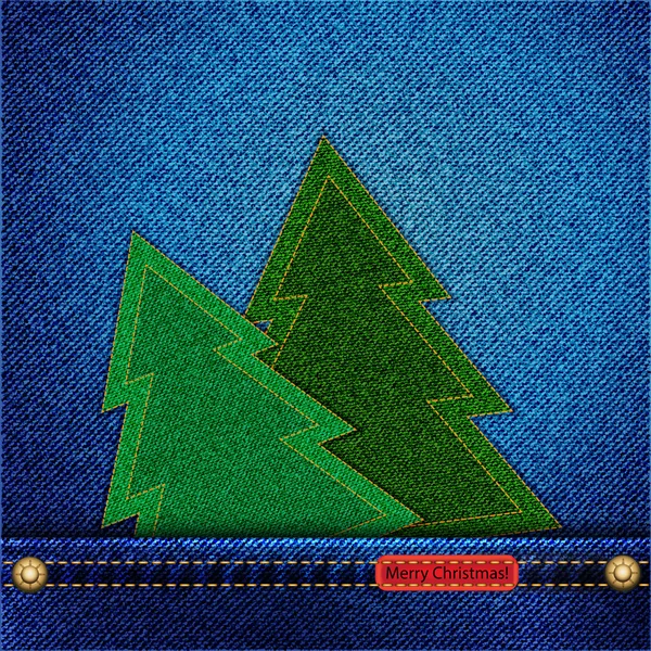 Denim julgranar i ficka — Stock vektor