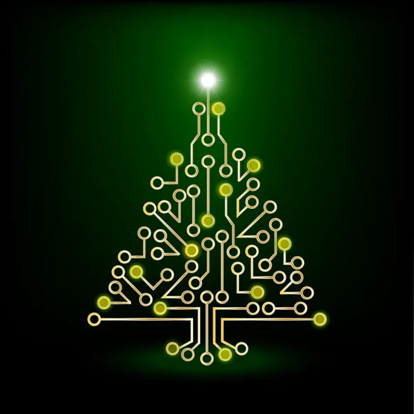 Christmas tree circuit board green — Stock Vector