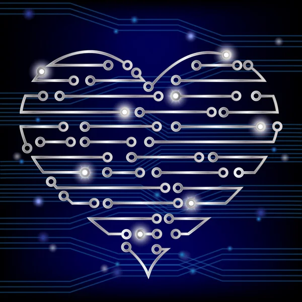 Circuit board heart — Stock Vector