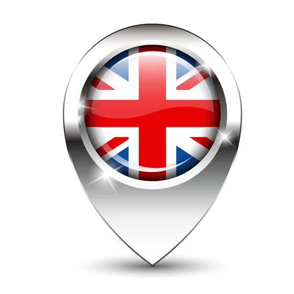 Union Jack mapa pin — Archivo Imágenes Vectoriales