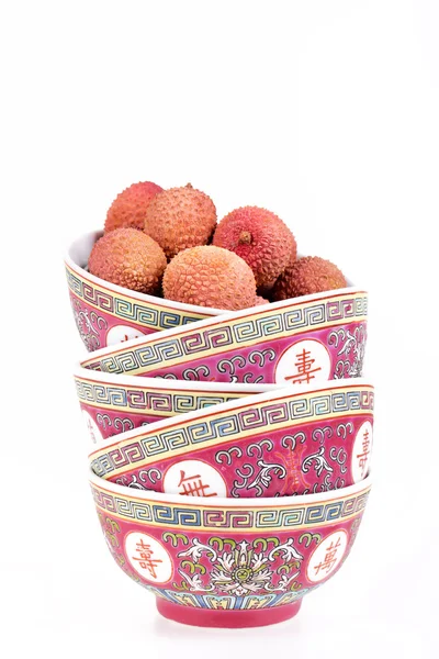 Lychees em taças — Fotografia de Stock