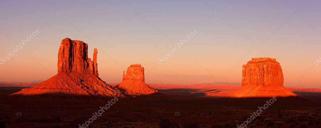 Monument Valley Pano Coucher De Soleil Photographie