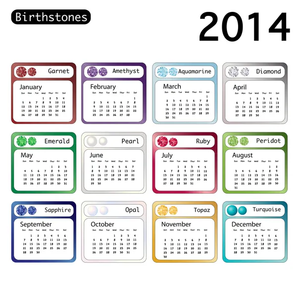 Birthstone kalendarz 2014 — Wektor stockowy