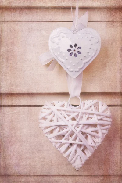 Vintage hearts with texture — Stock Photo, Image