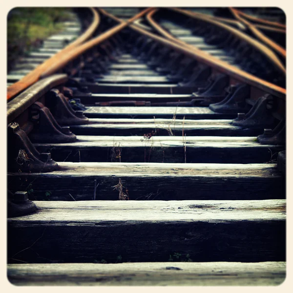 Train tracks old photo — Stock Photo, Image