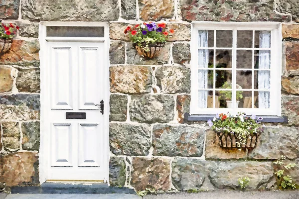 Dettaglio Cottage Tradizionale Villaggio Snowdonia Galles Del Nord Regno Unito — Foto Stock