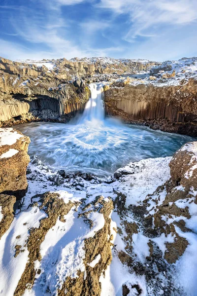 Aldeyjarfoss Waterval Het Noorden Van Ijsland Lange Belichtingsopname Met Krachtige — Stockfoto